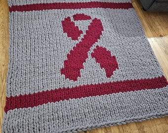 Chunky Hand Knitting PATTERN - Support / Cancer Ribbon