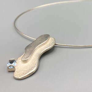 Sterling silver gemstone pendant, blue topaz necklace,fairtrade silver art,statement necklace