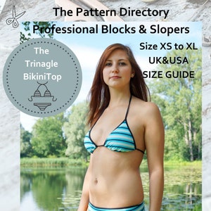 Triangle Bikini - Basic Block - Designed As a Tool For Pattern Cutters -Sized in Inches & Centimetres, UK and USA sizing - PDF Download File