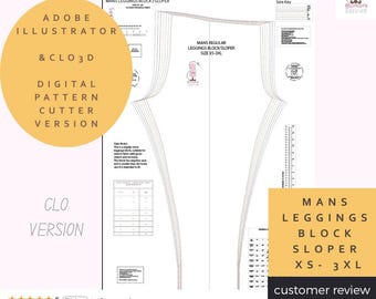 Leggings homme bloc - bloc de base ou Sloper - taille XS-3XL Adobe Illustrator et version CLO3d - emporte-pièces numériques - blocs professionnels