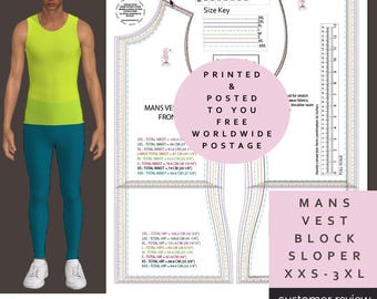 Gilet moulant pour homme - Blocs de vêtements de sport - Slopers pour hommes tailles XXS-3XL - Imprimé et posté gratuitement - Créateur de motifs professionnel
