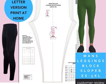 Leggings pour homme Basic Block ou Sloper - TAILLE XS-3XL - Version lettre US A4 - Version impression à domicile - blocs professionnels pour hommes