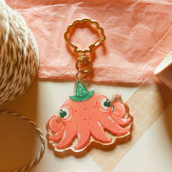 Octopus Acrylic Keychain, Cute Key fob, Octopus Key Accessory, Lanyard Accessory, Key Holder, Cute Key Ring, Gifts for Her