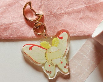 Luna Moth Acrylic Keychain, Cute Key fob, Butterfly Key Accessory, Lanyard Accessory, Key Holder, Cute Key Ring, Gifts for Her