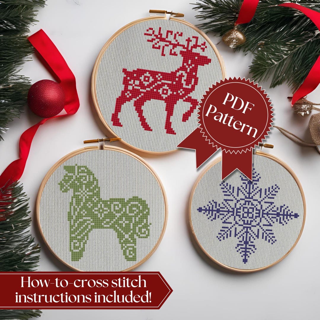 Beginner Cross Stitch Pattern Bundle, Easy Embroidery Pattern ...