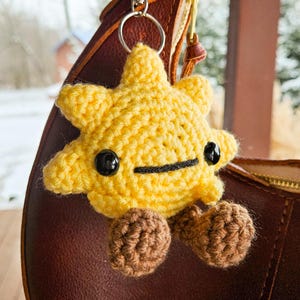 Amuseables Sun Plushie, Sun Bag Charm, Amuseable Crochet Sun Stuffed Animal, Amigurumi Plushy Key Ring, Sun Keychain
