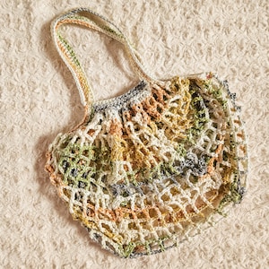 Handmade Crochet Market Bag, Reusable Mesh Tote, Eco-Friendly Farmer&#39;s Market Bag, Lightweight Grocery Bag, Cotton Shopping Bag