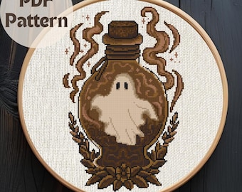Ghost Halloween Cross Stitch Pattern, Beginner Friendly Halloween Pattern, Printable PDF, Digital Download, Ghost Cross Stitch PDF