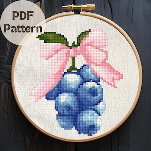 Coquette Bows Cross Stitch Pattern, Beginner Friendly Kawaii Pattern, Printable PDF, Digital Download, Kawaii Coquette Cross Stitch PDF