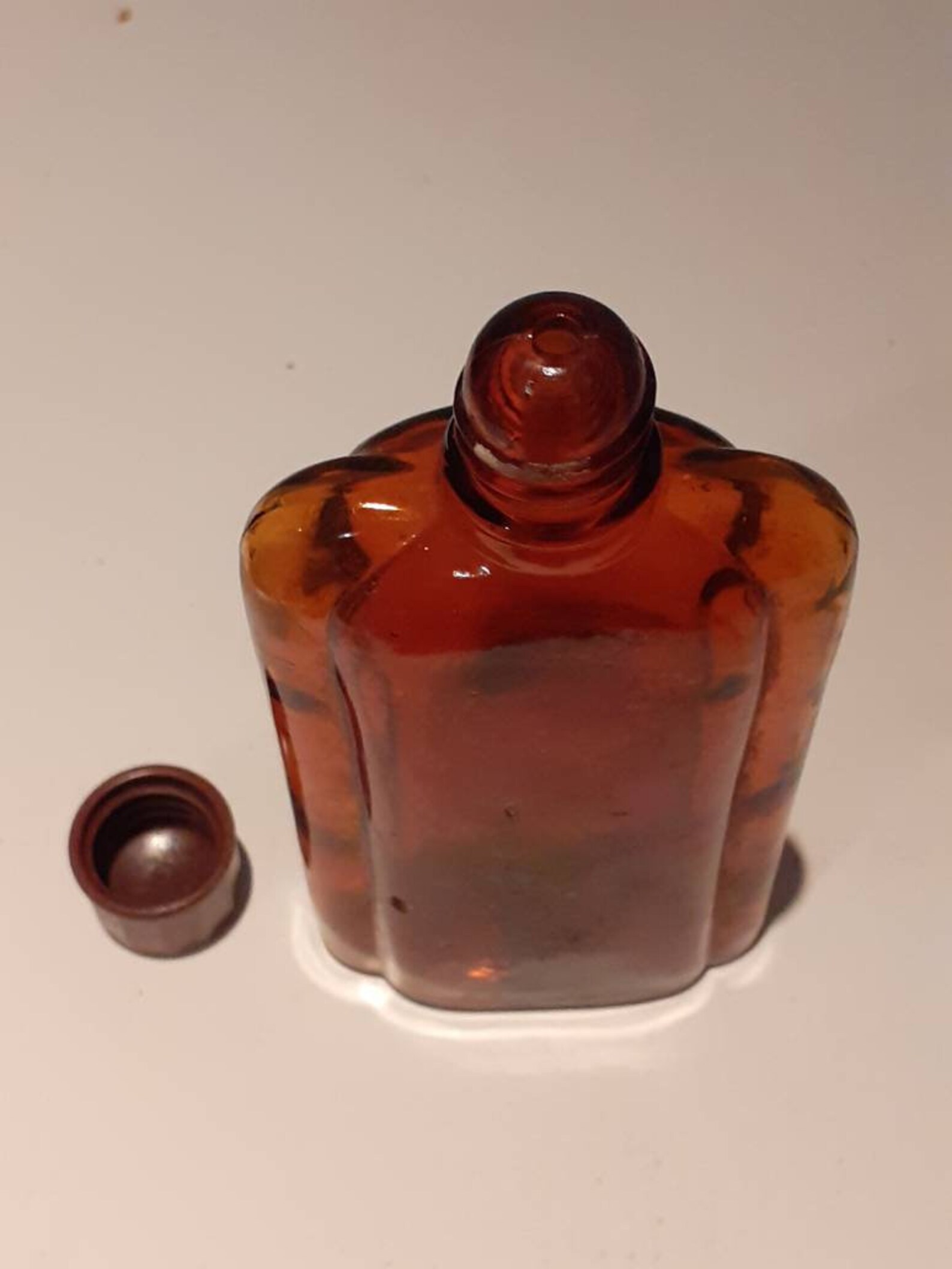Vintage amber glass bottle Etsy