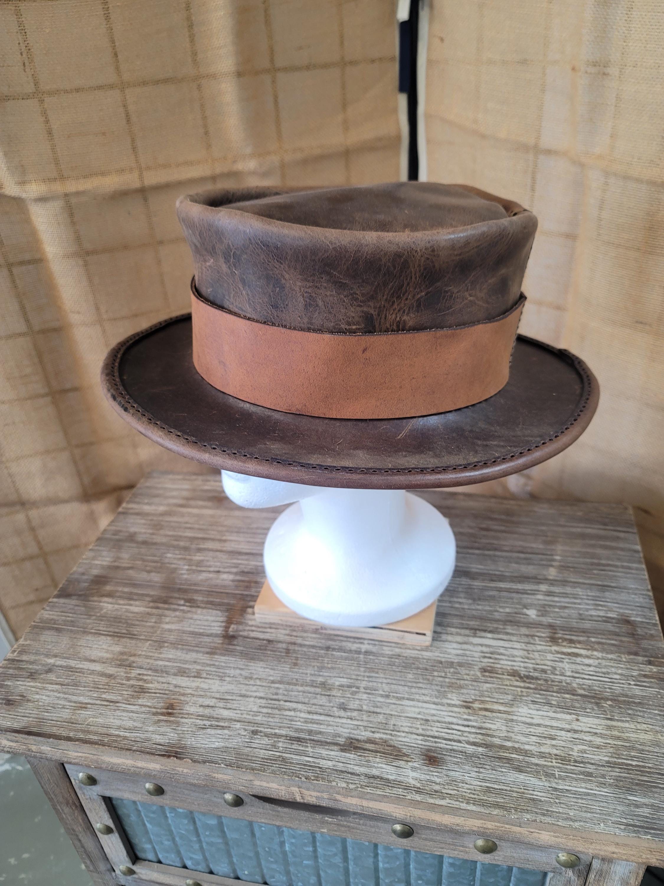 Brown Leather Top Hat - Etsy