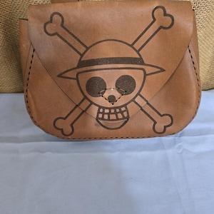 Leather Hip Pouch w Pirate Skull