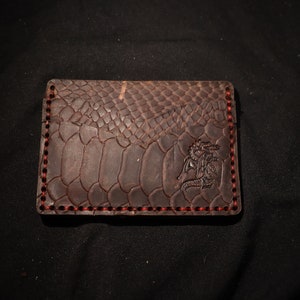 Brown Python embossed leather cardholder