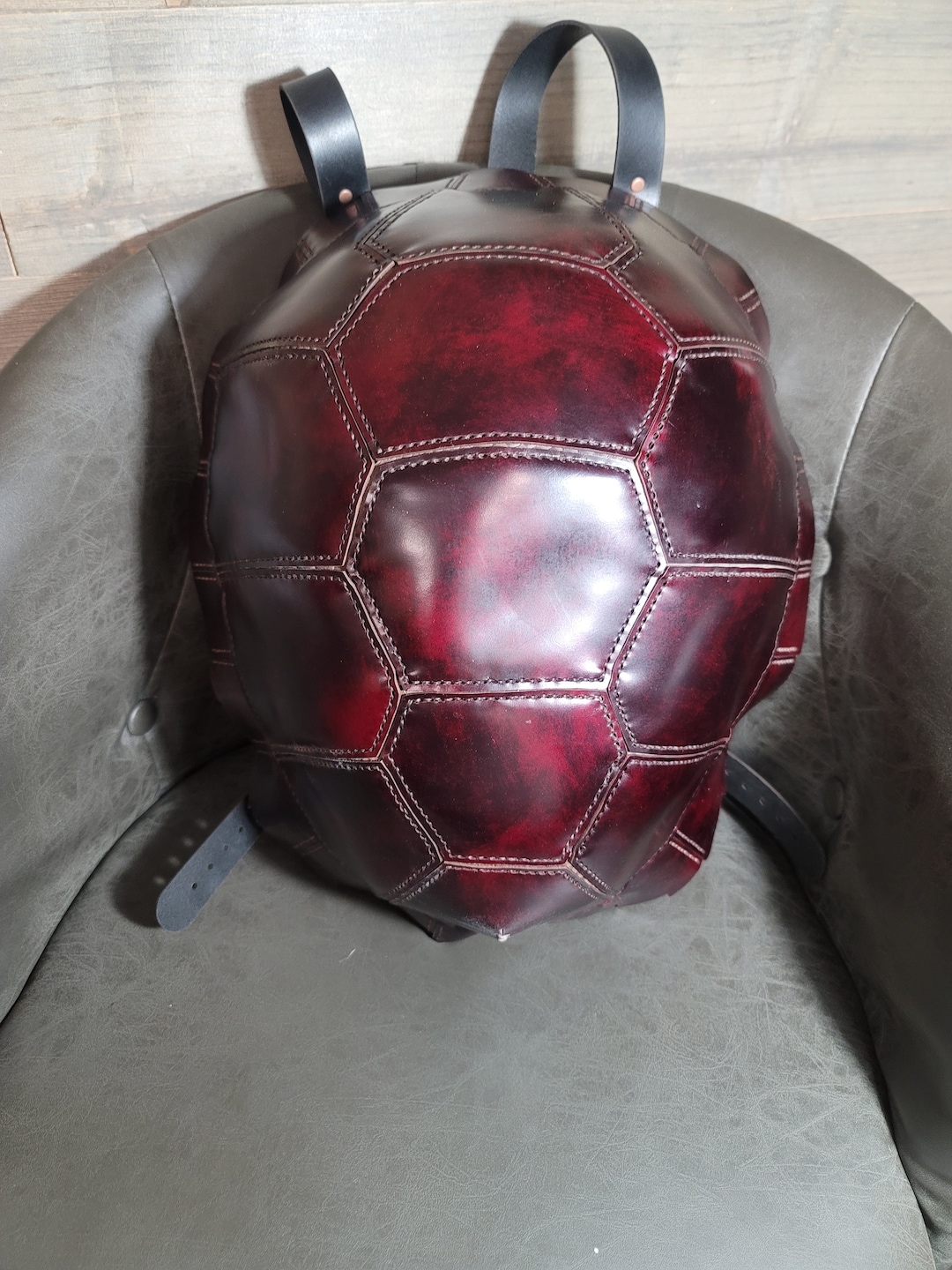 Leather Turtle Shell Backpack Red - Etsy