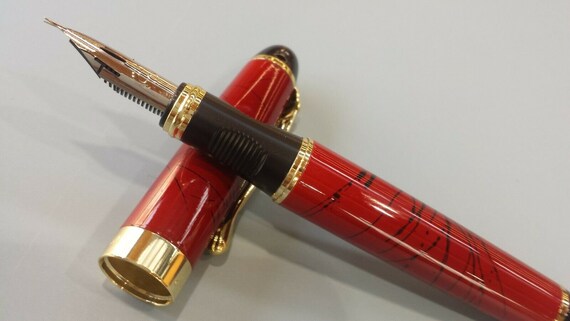 UK SOLD! Zebra G Flex Nib Calligraphy Jinhao X450 Lava Red Fountain Pen GT