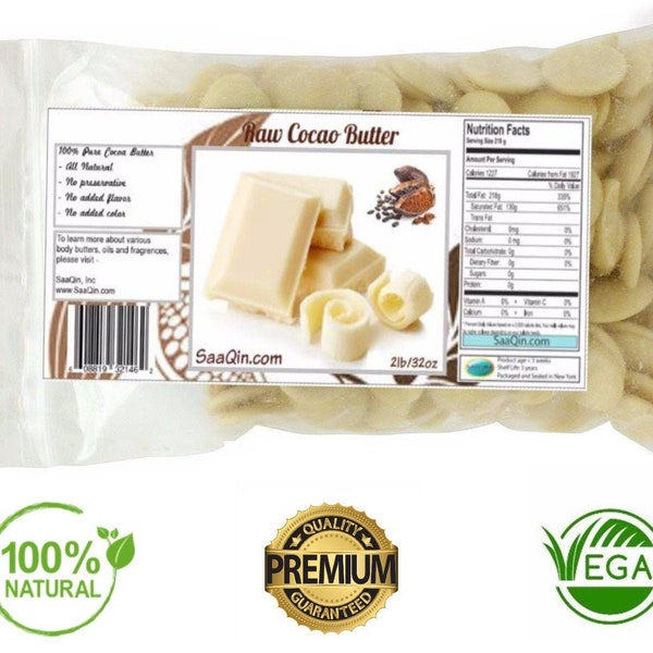 Raw Cocoa Butter Wafers - 100% Pure & Natural Organic Edible Food Grade Vegan Disk NON GMO Skin Care, Body, Moisturizer - All Sizes Bulk