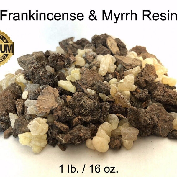 1 LB Frankincense and Myrrh Resin Incense Granular Mix For Charcoal Burner Shaumerio Shaumerio - 100% Pure Natural No Fillers Aromatic Gum