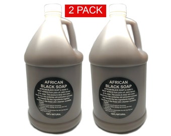 Raw African Black Soap Liquid 1 Gallon (2 Pack) - 100% Pure Natural Organic Fresh Bath Body Face Wash Acne Blemish Free Shipping Bulk