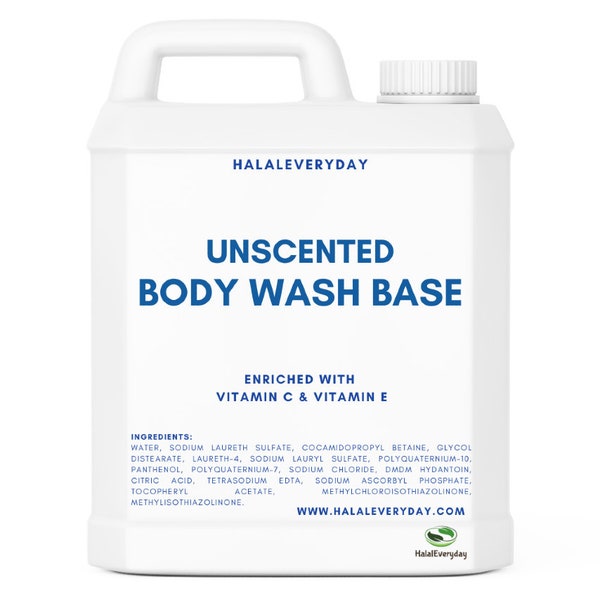 Body Wash Base | Natural & Unscented Wholesale Bulk - Enriched with Vitamin C, Vitamin E | Antioxidant Head To Toe Wash