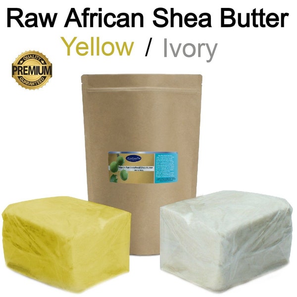 Raw African Shea Butter YELLOW / IVORY Bulk Sizes - 100% Pure & Natural Unrefined Organic Raw From Ghana - Eczema, Face, Body, Hair Growth