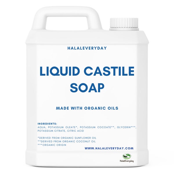 Liquid Castile Soap Unscented Base - 100% Pure Organic Natural Concentrated All-Purpose Cleanser | Body Wash Hand Soap Refill Bulk Wholesale