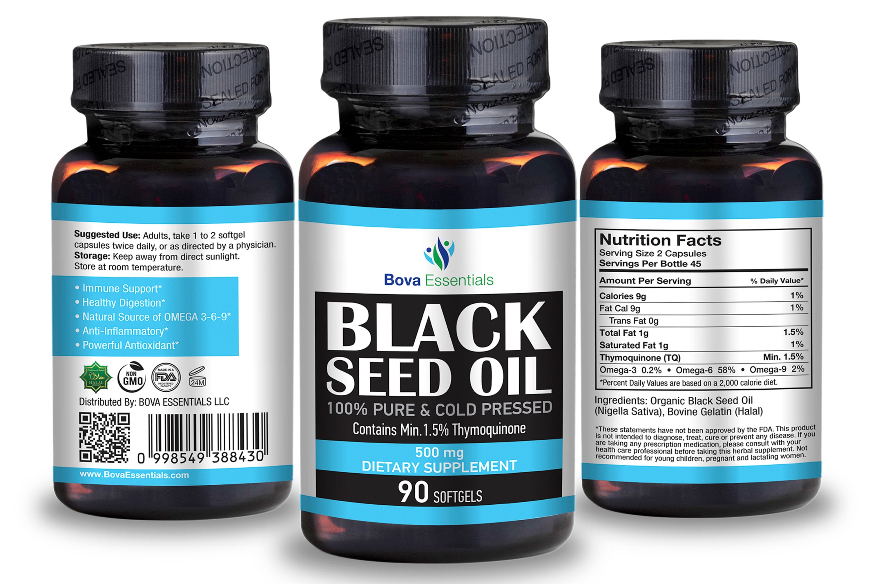 Black Seed Oil Capsules 500mg 100 Pure Natural Cold Pressed Etsy