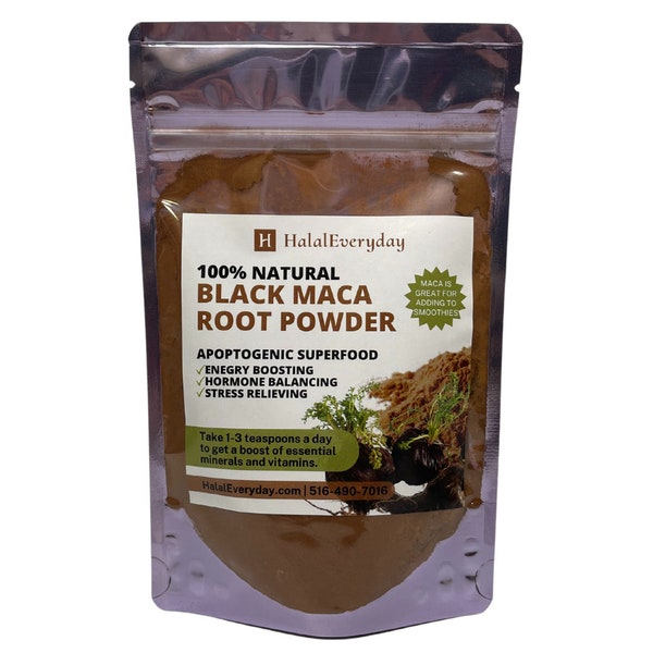 Maca Root Powder (Black) - 100% Pure Natural Raw Fresh Organic Kosher Halal Non-GMO Peruvian Healthy Superfood Wild Harvest Bulk