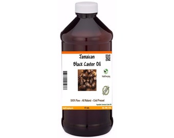 Jamaican Black Castor Oil 4 oz - 100% Pure Natural Cold Pressed Dark Premium Quality For Hair Growth, Eyelashe, Sunny Tropical Isle Type