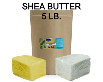 Raw African Shea Butter 5 LB - Organic Unrefined IVORY / YELLOW 100% Pure & Natural Raw Grade A From Ghana | Skin Body Face and Hair Growth