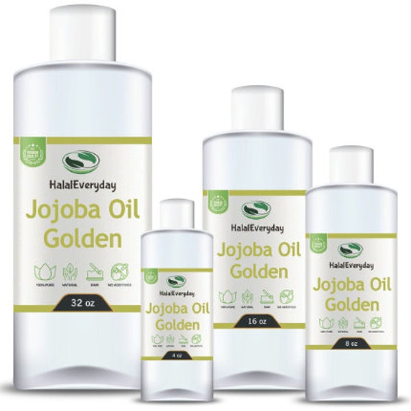 Golden Jojoba Oil - 100% Pure Natural Organic Unrefined Cold Pressed Carrier Oil Moisturizing Face Hair Skin Body Lip Balm Massage Bulk