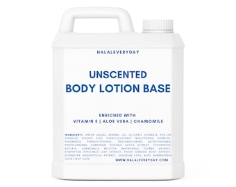 Body Lotion Base - Unscented & Natural Enriched With Vitamin E, Aloe Vera, Chamomile Daily Use Moisturizing Smooth Silky Soft Wholesale Bulk