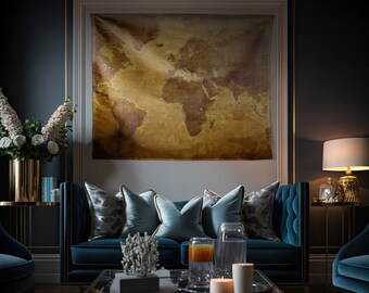 Ancient world map tapestry