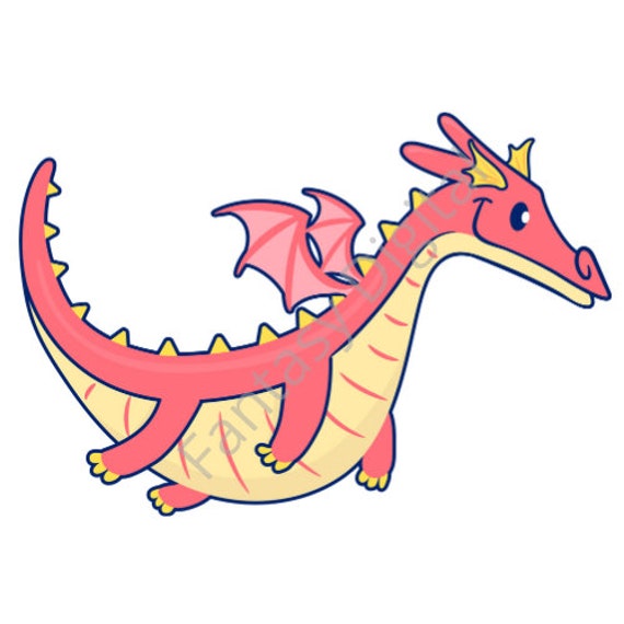 Dark Pink Yellow Dragon Clip Art Clipart Transparent | Etsy
