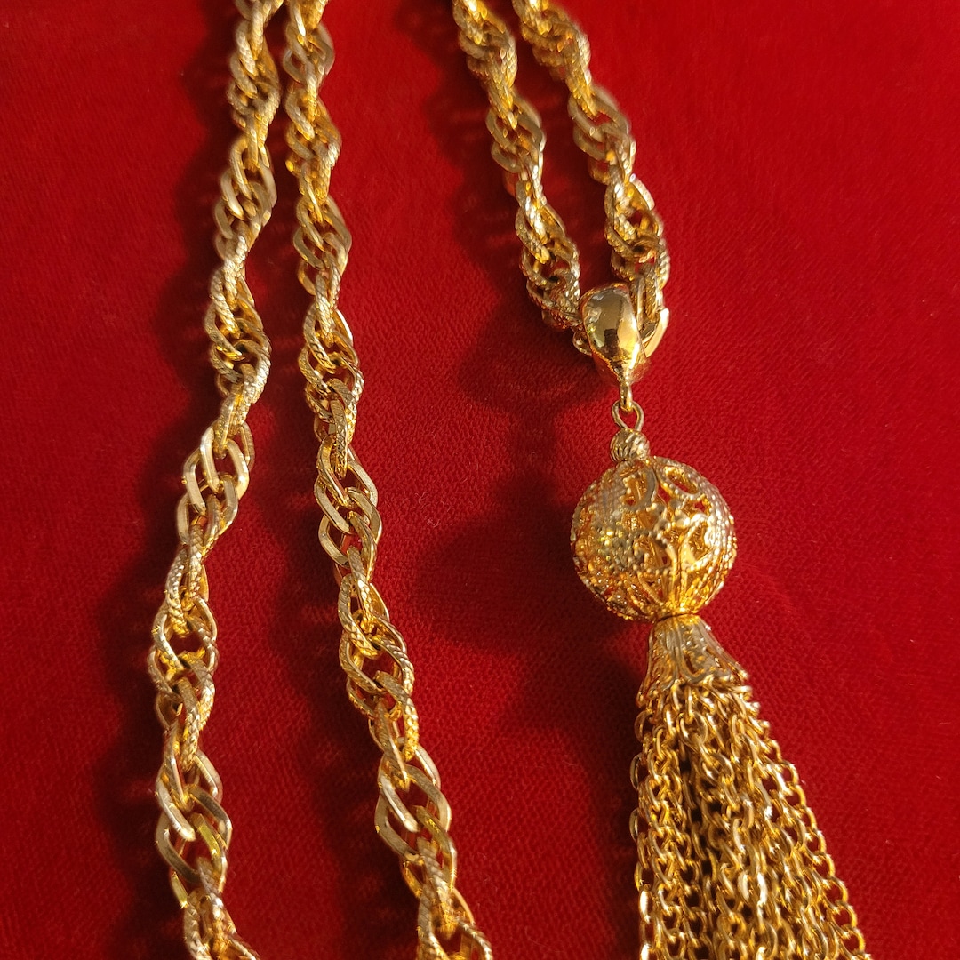 Gorgeous Vintage Gold Tassel Necklace, Estate Finds, Antique Jewelry ...