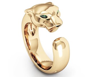 Jaquar Leopard Silver Ring Black Panther Ring Ring Animal Ring Handmade 24K Gold Ring Diamond Ring Biker Ring Steampunk Ring