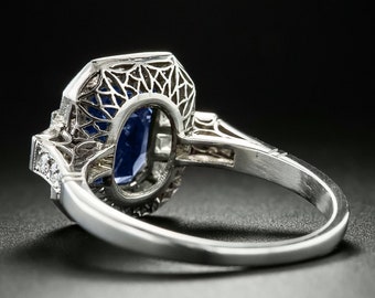 Details about   Vintage Art Deco 4.55 ct Blue Oval Sapphire Antique Engagement & Wedding Ring 