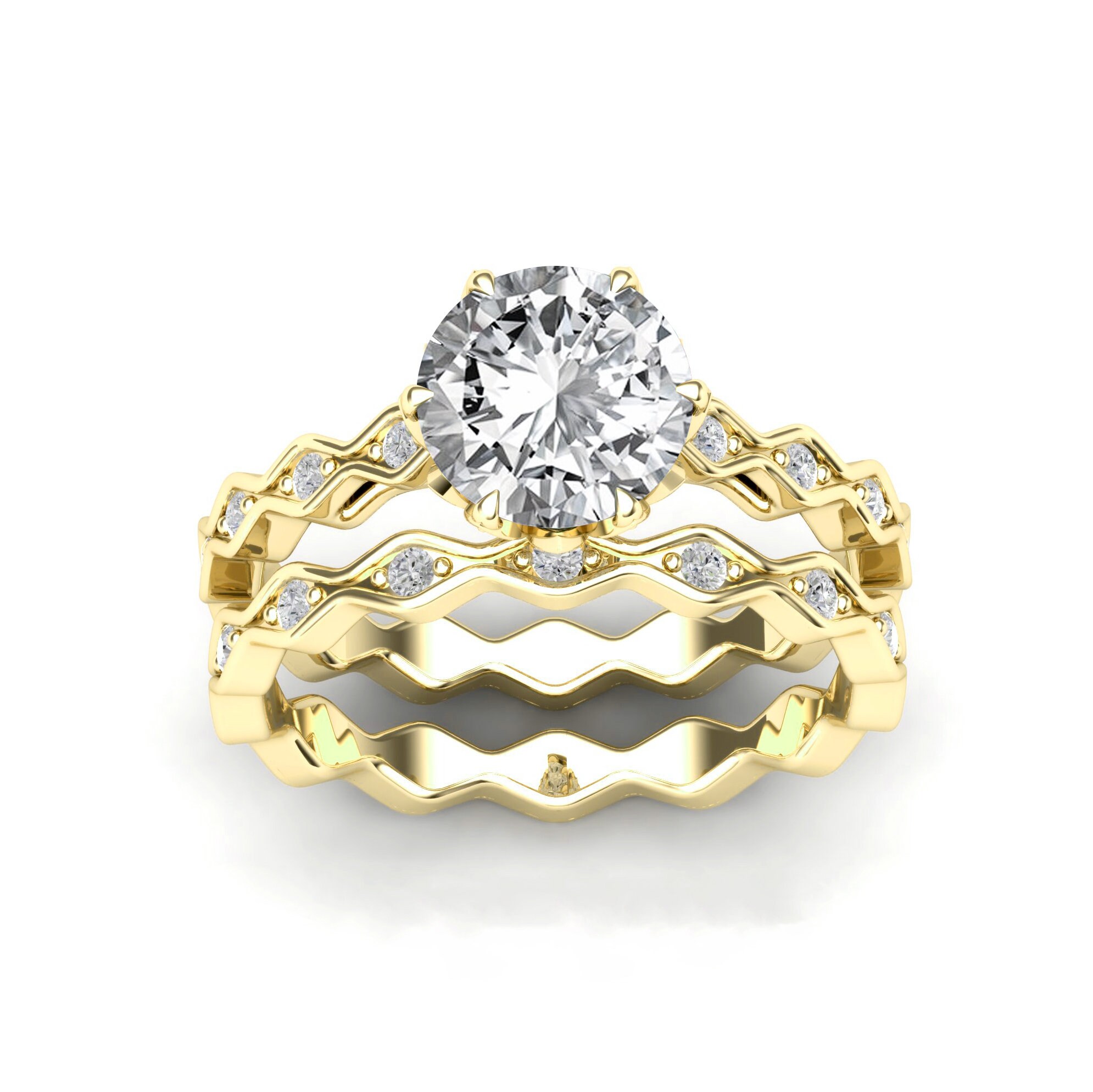 White Sapphire Ring Set Sterling Silver Sapphire Ring Etsy