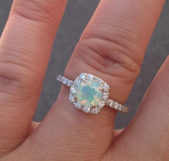 Buy Multi-gemstone Ring,white Fire Opal Rings for Women,14k White Gold Opal  Engagement Ring,opal Wedding Ring,promise Ring Gift,statement Ring Online  in India - Etsy