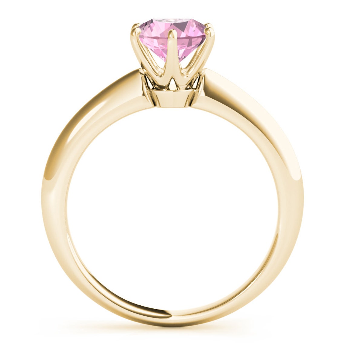 Round Pink Moissanite Ring Moissanite Engagement Ring Etsy