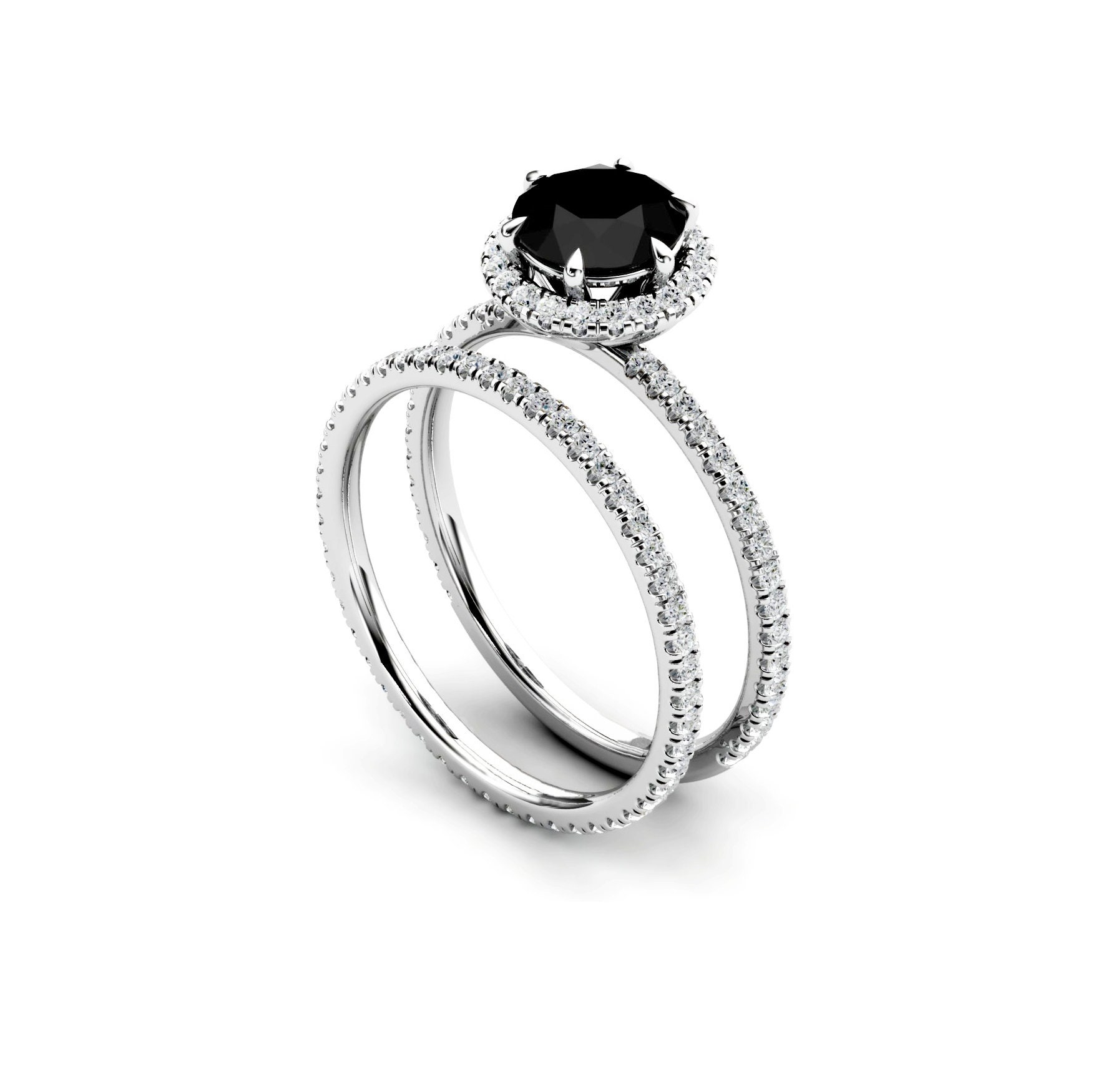 Black Onyx Wedding Ring Set Black Onyx Engagement Ring Etsy