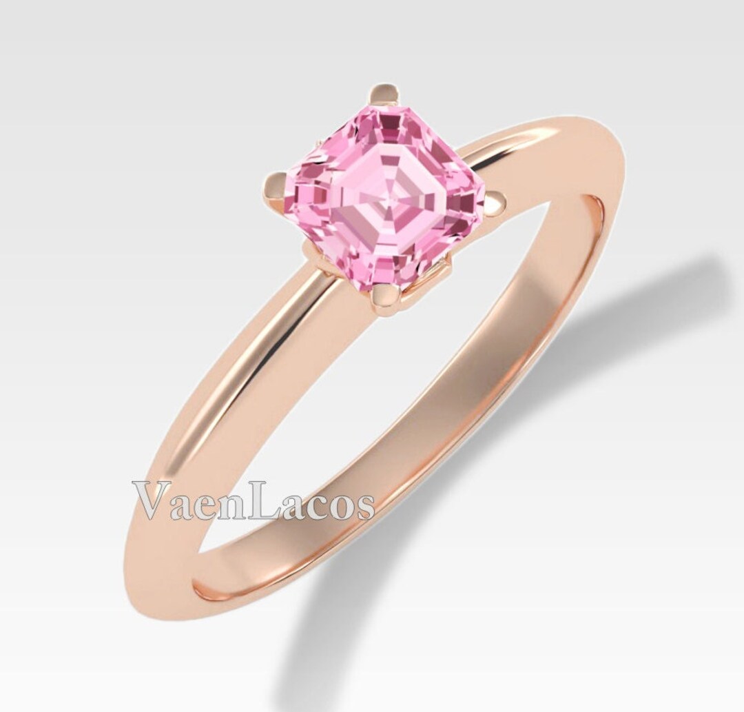 Solitaire Pink Moissanite Wedding Ring Unique Pink Moissanite - Etsy