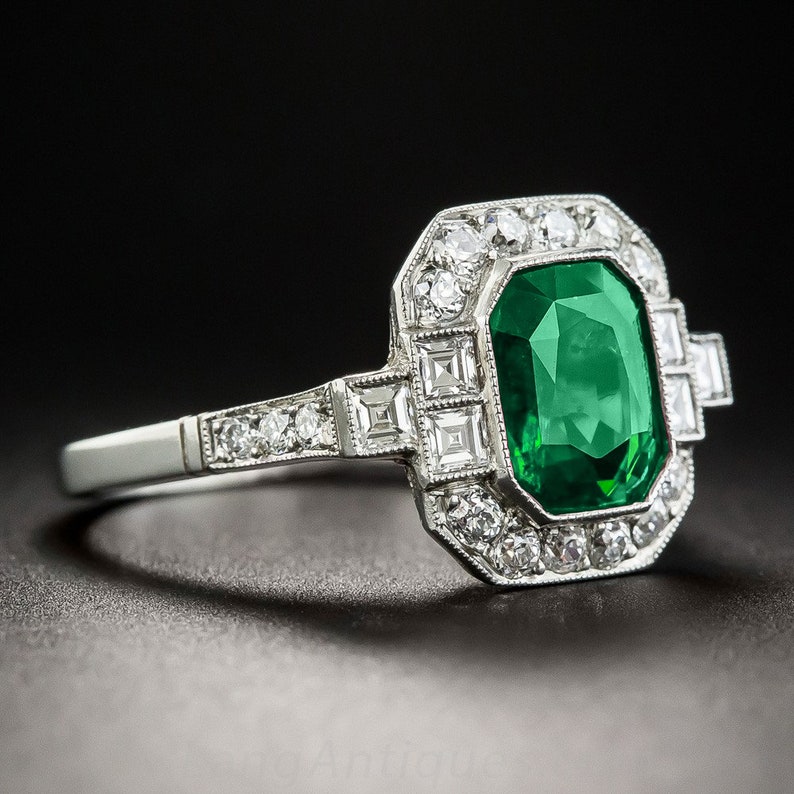 Emerald Cut Lab Created Emerald Ring Engagement Ring Vintage Etsy