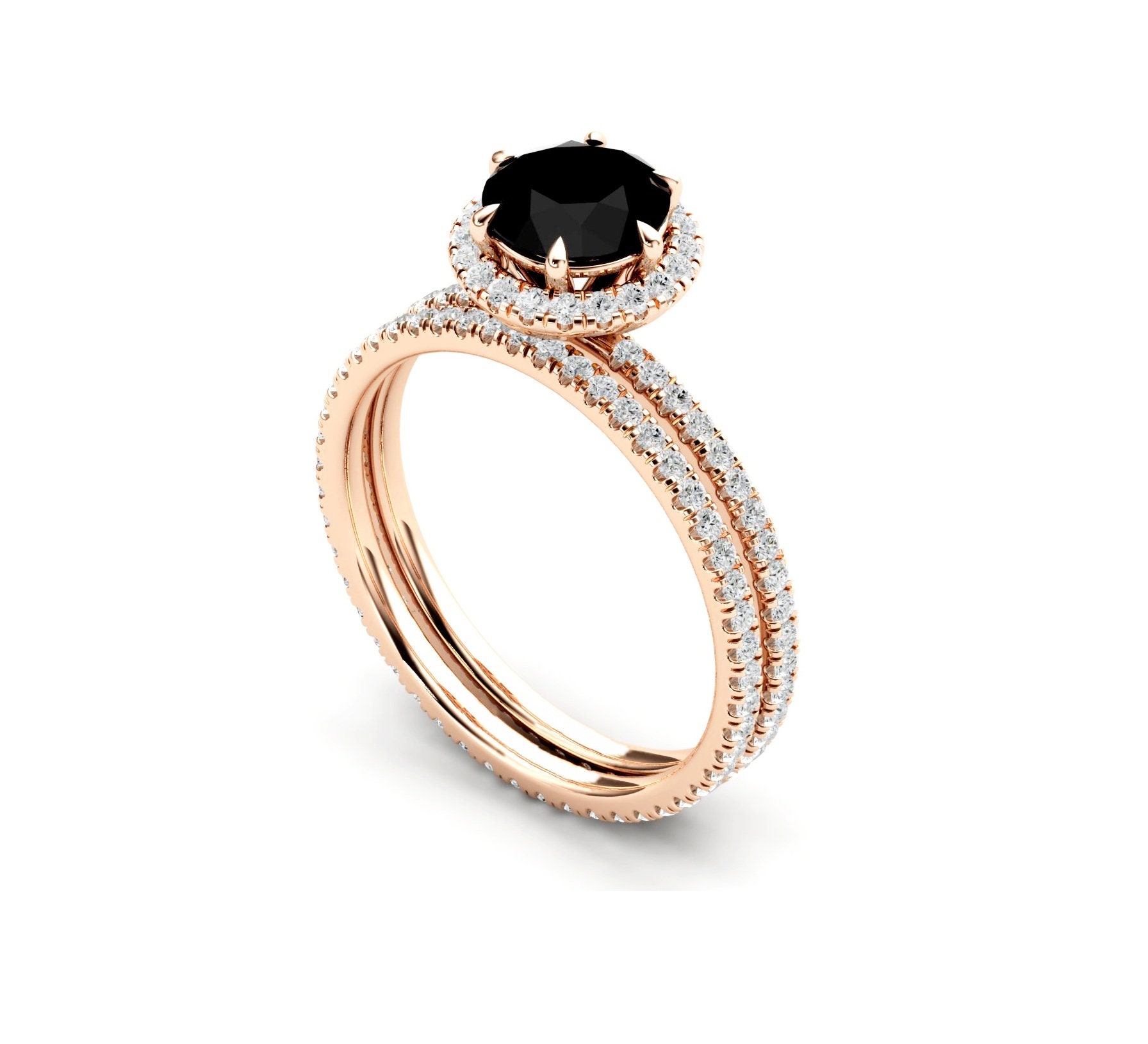 Black Onyx Wedding Ring Set Black Onyx Engagement Ring Etsy UK