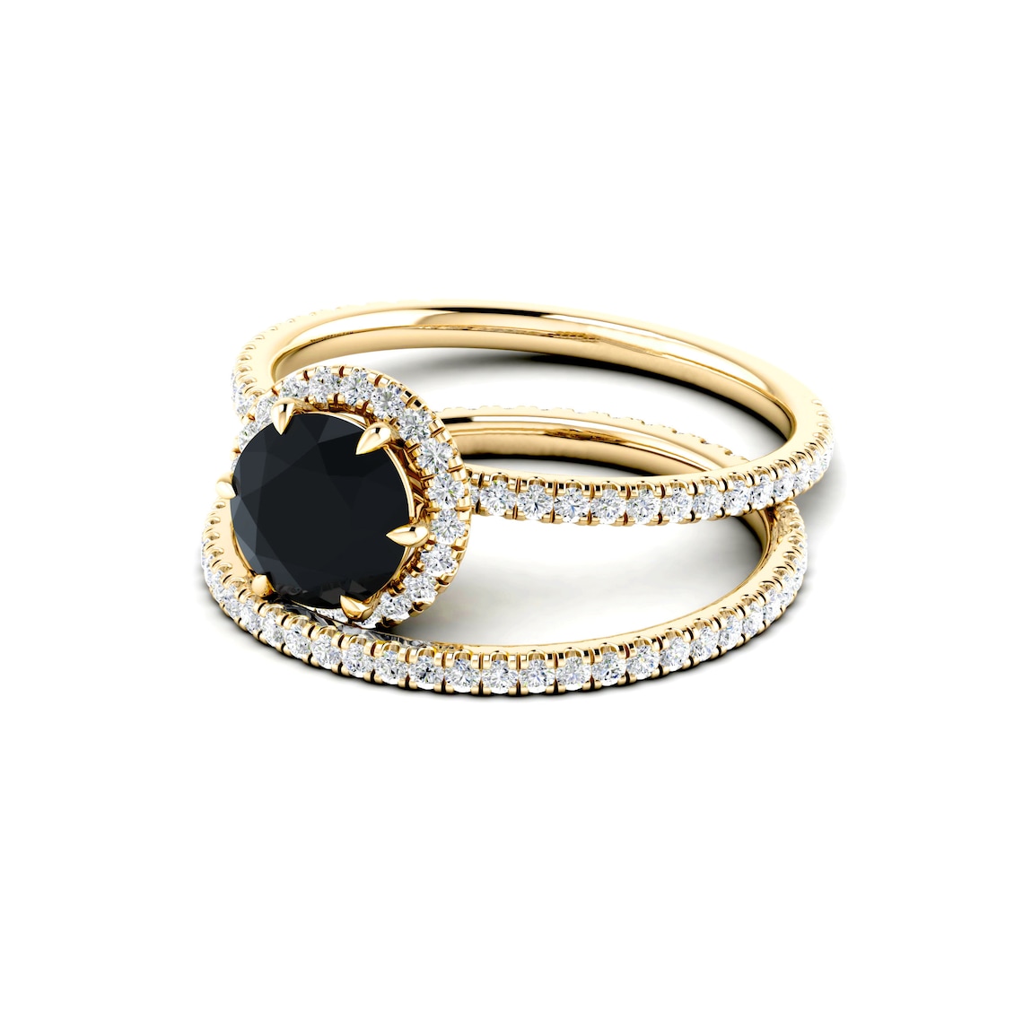 Black Onyx Wedding Ring Set Black Onyx Engagement Ring Etsy
