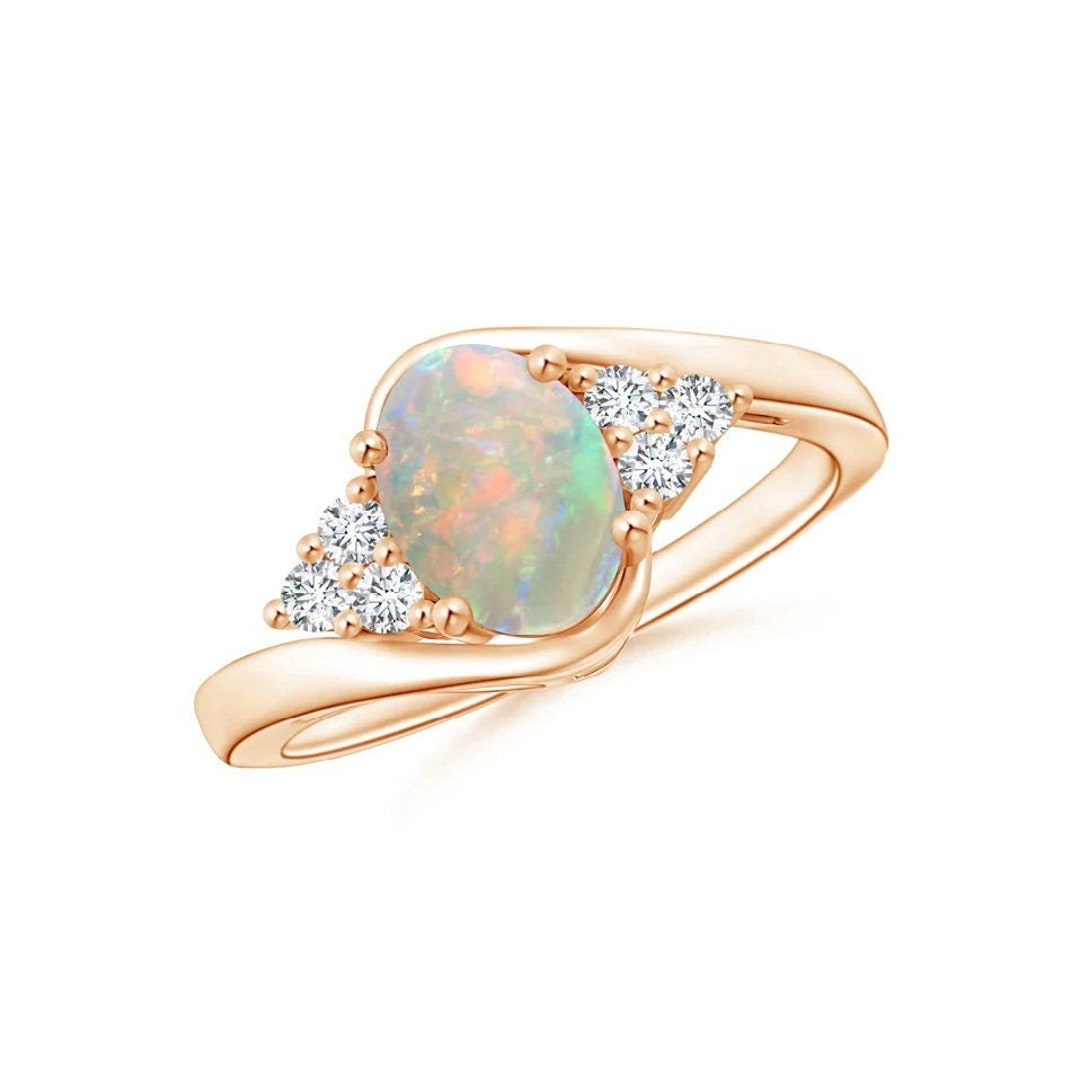 Opal Bypass Ring Oval Opal Ring Opal Ring Bypass Ring - Etsy