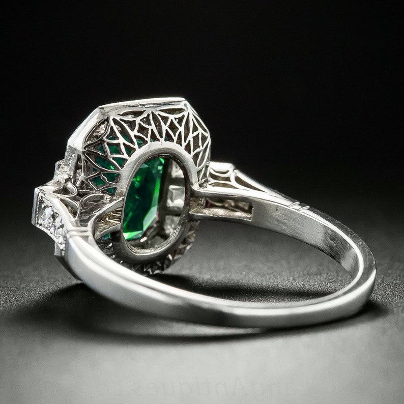 Emerald Cut Lab Created Emerald Ring Engagement Ring Vintage Etsy