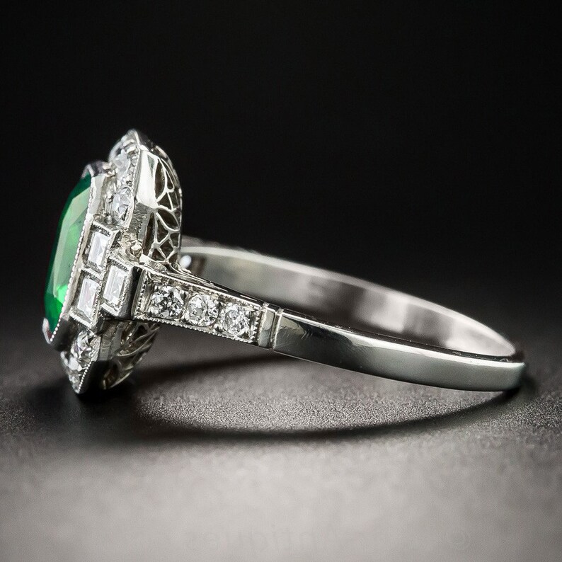 Emerald Cut Lab Created Emerald Ring Engagement Ring Vintage Etsy