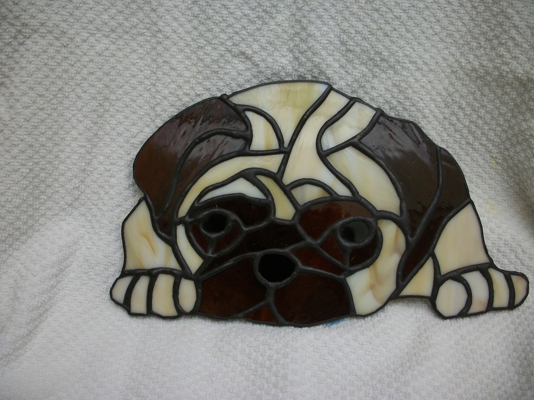 Stained Glass Pug Suncatcher Etsy
