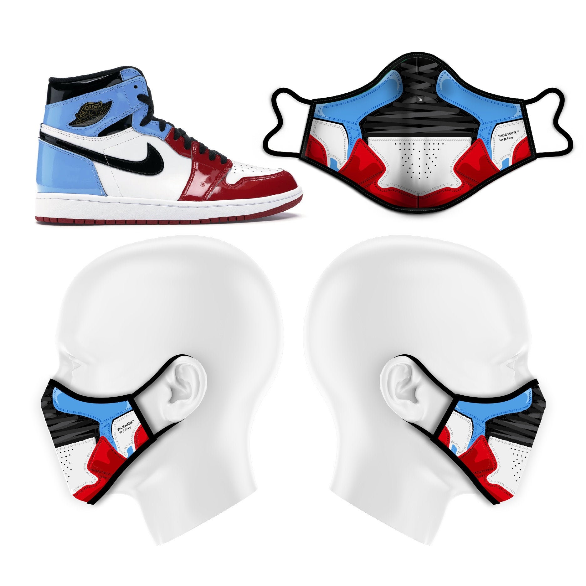 Air Jordan 1 Retro High Fearless UNC Chicago - Etsy