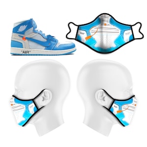 Off White X Air Jordan Retro 'UNC' Fashion Face Mask - Etsy